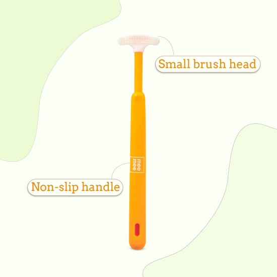 Mee Mee Tongue Cleaner for Baby | Tender Baby Oral Cleaner Toothbrush with Silicone Scraper | Suitable from 6+ Months | With Non-Slip Handle, Soft Rubber Tip and Easy Grip for Kids/Babies (Green)