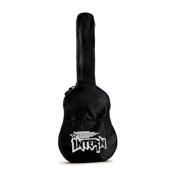 Intern INT-38C-SB Right hand Acoustic Guitar Kit, With Bag, Strings, Pick, Strap and String Winder (38C, BLACK)