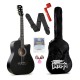 Intern INT-38C-SB Right hand Acoustic Guitar Kit, With Bag, Strings, Pick, Strap and String Winder (38C, BLACK)
