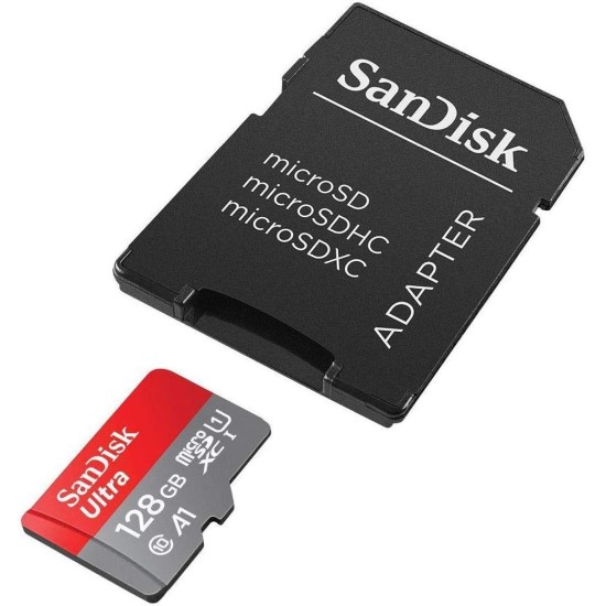 SanDisk 128GB Ultra MicroSDXC UHS-I Memory Card with Adapter - 100MB/s, C10, U1, Full HD, A1, Micro SD Card - SDSQUAR-128G-GN6MA SanDisk 128GB Ultra MicroSDXC UHS-I Memory Card with Adapter - 100MB/s, C10, U1, Full HD, A1, Micro SD Card - SDSQUAR-128G-GN6MA