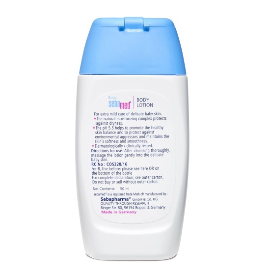 Sebamed Baby Body Lotion 50 ml|pH 5.5|Long lasting moisturiser|Quickly absorbed|