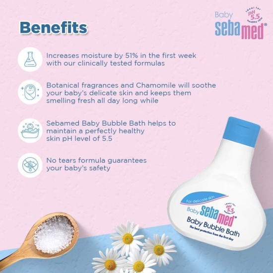 Baby Sebamed Bubble Bath|pH 5.5|With Chamomile|No Tears |200 ml Baby Sebamed Bubble Bath|pH 5.5|With Chamomile|No Tears |200 ml