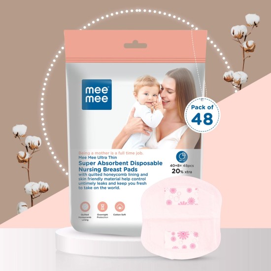 Mee Mee Disposable Nursing Breast Pads 48 Pcs | Ultra Thin Honeycomb Nursing Breast Pads with Leak Guard | Super Absorbent, Soft Cotton Maternity Pads | Compact & Discreet Mee Mee Disposable Nursing Breast Pads 48 Pcs | Ultra Thin Honeycomb Nursing Breast Pads with Leak Guard | Super Absorbent, Soft Cotton Maternity Pads | Compact & Discreet