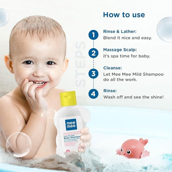 Mee Mee Gentle Baby Shampoo 400ml | For Daily Moisturizing Enriched with Olive Extracts | Tear-Free Formula Nourishes, Soothes, & Protects Sensitive Skin | Hypoallergenic, Sulfate and Paraben-Free | Skin Friendly PH