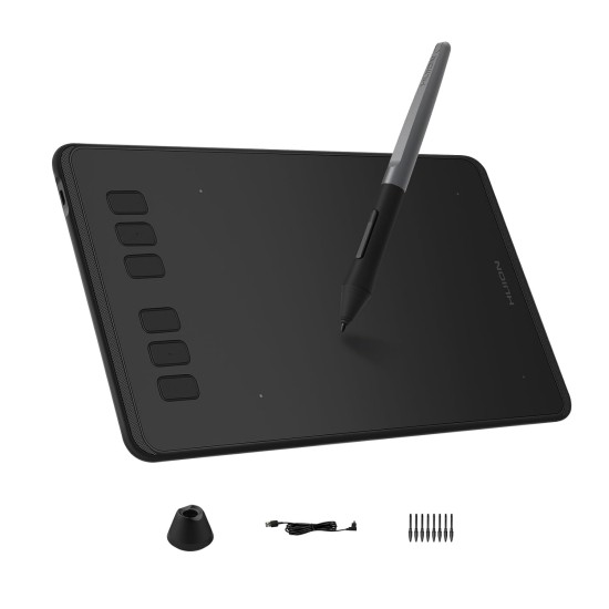 Huion Inspiroy H640P Graphics Drawing Tablet with Battery-Free Stylus and 8192 Pressure Sensitivity (Android 6.0 & Above Supported with 6.3.*3.9 Active Area) Black