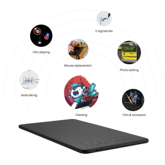 Huion Inspiroy H640P Graphics Drawing Tablet with Battery-Free Stylus and 8192 Pressure Sensitivity (Android 6.0 & Above Supported with 6.3.*3.9 Active Area) Black