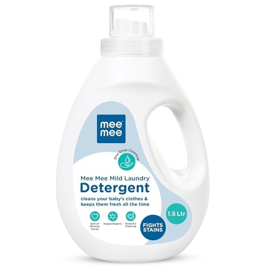 Mee Mee Baby Liquid Detergent 1.5 L | Ph balanced, Free from Harsh Chemicals, Safe for mother's hands & baby's skin | Anti-Bacterial, Removes Stains & Odor with One Drop, Hypoallergenic Mee Mee Baby Liquid Detergent 1.5 L | Ph balanced, Free from Harsh Chemicals, Safe for mother's hands & baby's skin | Anti-Bacterial, Removes Stains & Odor with One Drop, Hypoallergenic