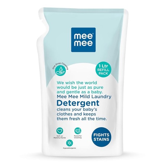 Mee Mee Baby Liquid Detergent 1 L | Ph balanced, Free from Harsh Chemicals, Safe for mother's hands & baby's skin | Anti-Bacterial, Removes Stains & Odor with One Drop, Hypoallergenic Mee Mee Baby Liquid Detergent 1 L | Ph balanced, Free from Harsh Chemicals, Safe for mother's hands & baby's skin | Anti-Bacterial, Removes Stains & Odor with One Drop, Hypoallergenic