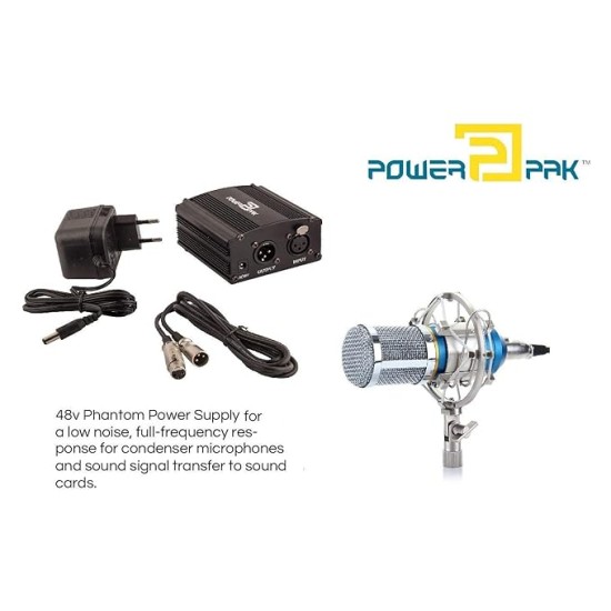 Powerpak 48V Phantom Power Supply 1 Channel for Condenser Microphone Music Recording Equipment (Black) Powerpak 48V Phantom Power Supply 1 Channel for Condenser Microphone Music Recording Equipment (Black)