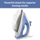 USHA Steam Pro SI 3713, 1300 W Steam Iron, Powerful Steam Output Up to 18 G/Min, Non-Stick Soleplate (White & Blue), 1300 Watts