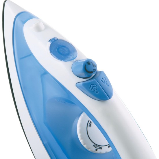 USHA Steam Pro SI 3713, 1300 W Steam Iron, Powerful Steam Output Up to 18 G/Min, Non-Stick Soleplate (White & Blue), 1300 Watts
