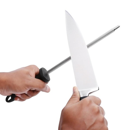 Solimo Premium High-Carbon Stainless Steel Kitchen Knife Set, 4-Pieces (with Sharpener), Silver