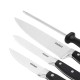 Solimo Premium High-Carbon Stainless Steel Kitchen Knife Set, 4-Pieces (with Sharpener), Silver