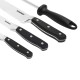 Solimo Premium High-Carbon Stainless Steel Kitchen Knife Set, 4-Pieces (with Sharpener), Silver