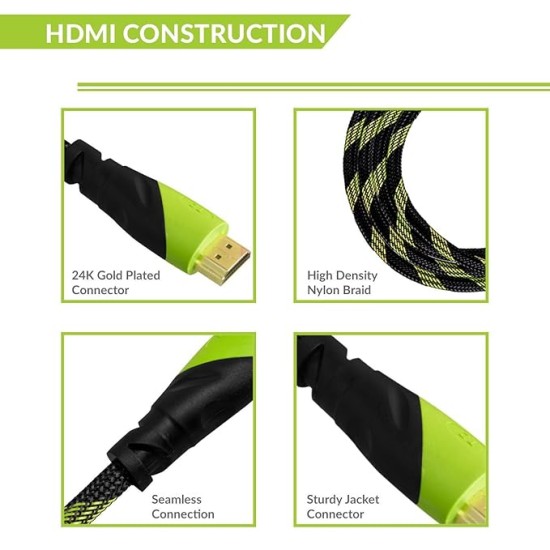 TIZUM High Speed HDMI Cable “Aura” -Gold Plated-High Speed Data 10.2Gbps, 3D, 4K, HD 1080P (33 Ft/10 M)