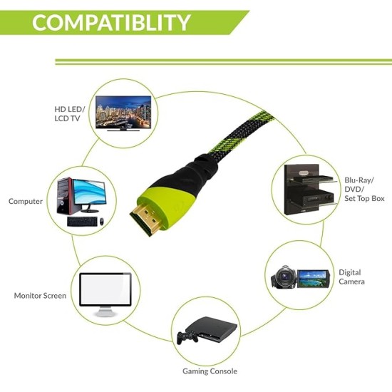 TIZUM High Speed HDMI Cable “Aura” -Gold Plated-High Speed Data 10.2Gbps, 3D, 4K, HD 1080P (33 Ft/10 M)