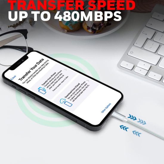 Honeywell USB 2.0 to Lightning cable,MFI-certified Apple original lighting cable, Fast Charging, Nylon-Braided sync and charge cable for iPhone, iPad, Airpods, iPod, 4 Feet (1.2M)- Silver Honeywell USB 2.0 to Lightning cable,MFI-certified Apple original lighting cable, Fast Charging, Nylon-Braided sync and charge cable for iPhone, iPad, Airpods, iPod, 4 Feet (1.2M)- Silver
