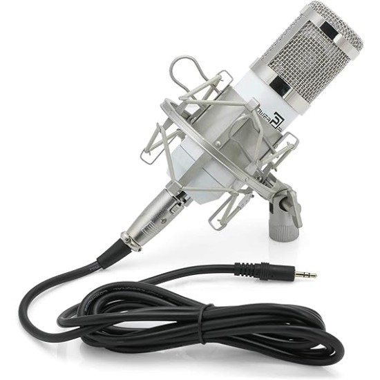 Powerpak Bm-800 White Professional Condenser USB Microphone with Metal Shock Mount (Requires Phantom Power Or Sound Card)