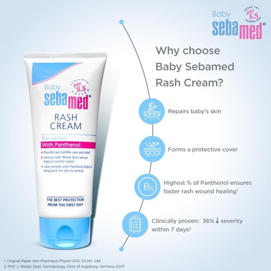Sebamed Baby Rash Cream|pH 5.5|Ideal for Diaper Rashes| Faster rash healing |100 ml