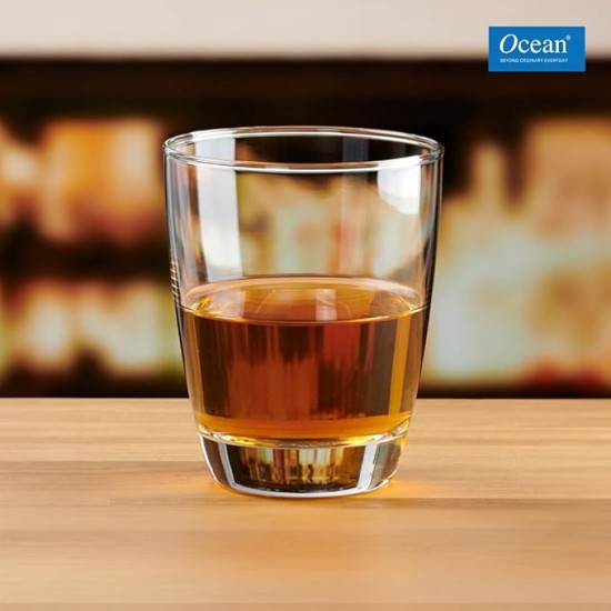 Ocean Tiara Whiskey Glass Set of 6 Pcs, 270 ml, Transparent | Stylish & Durable Glassware Tumbler Ideal for Serving Whiskey, Scotch, Bourbon & Other Beverages in Home, Parties & Bar Use.