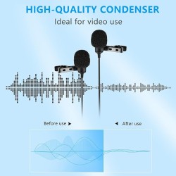 Boya By-M1Dm Dual Lavalier Universal Auxiliary Microphone With A Single 1/8 Stereo Connector For Smartphones Dslr Cameras Camcorders, Black, For Action Cameras With Cleaning Cloth(Gopro, Sjcam) Boya By-M1Dm Dual Lavalier Universal Auxiliary Microphone With A Single 1/8 Stereo Connector For Smartphones Dslr Cameras Camcorders, Black, For Action Cameras With Cleaning Cloth(Gopro, Sjcam)