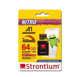 Strontium Nitro A1 64GB Micro SDXC Memory Card 100MB/s A1 UHS-I U3 Class 10 with High Speed Adapter for Smartphones Tablets Drones Action Cams (SRN64GTFU3A1A) Strontium Nitro A1 64GB Micro SDXC Memory Card 100MB/s A1 UHS-I U3 Class 10 with High Speed Adapter for Smartphones Tablets Drones Action Cams (SRN64GTFU3A1A)