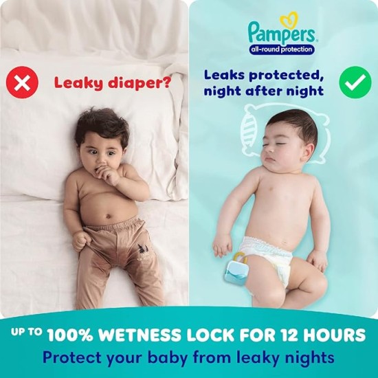Pampers All Round Protection Pants Style Baby Diapers, Extra Large size (XL) 56 Count, 12-17kg, Anti-rash blanket, 360 degree Lotion with Aloe Vera