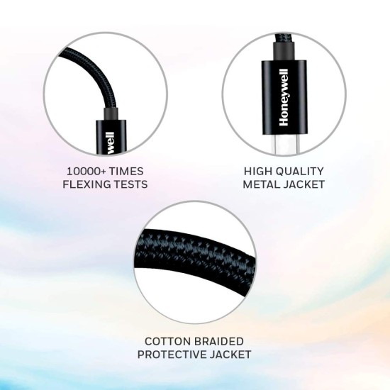 Honeywell USB 2.0 to Type C Cable -1.2 Meter-Braided for Smartphone (Black) Honeywell USB 2.0 to Type C Cable -1.2 Meter-Braided for Smartphone (Black)