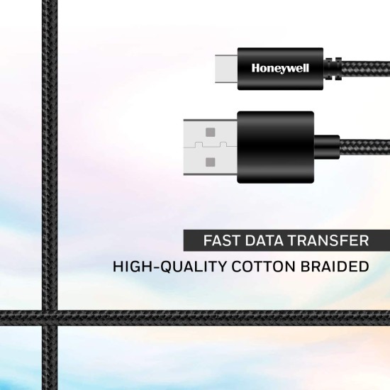 Honeywell USB 2.0 to Type C Cable -1.2 Meter-Braided for Smartphone (Black) Honeywell USB 2.0 to Type C Cable -1.2 Meter-Braided for Smartphone (Black)
