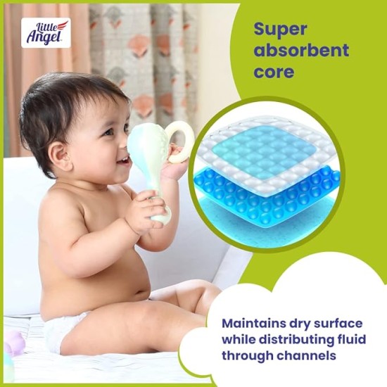 Little Angel Extra Dry Baby Pants Diaper, Large (L) Size, 48 Count, Super Absorbent Core Up to 12 Hrs. Protection, Soft Elastic Waist Grip & Wetness Indicator, Pack of 1, 8-14kg Little Angel Extra Dry Baby Pants Diaper, Large (L) Size, 48 Count, Super Absorbent Core Up to 12 Hrs. Protection, Soft Elastic Waist Grip & Wetness Indicator, Pack of 1, 8-14kg