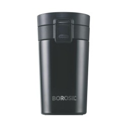 Borosil - vacuum insulated Hydra Coffeemate stainless Steel travel mug - spill proof - hot and cold_BT300BLK110_300ml