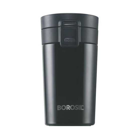 Borosil - vacuum insulated Hydra Coffeemate stainless Steel travel mug - spill proof - hot and cold_BT300BLK110_300ml