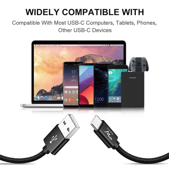 Wayona 65W Nylon Braided USB A to Type C 3Ft 1M 3A Fast Charger USB C Cable For Samsung Galaxy S9 S8 (1M, Black) Wayona 65W Nylon Braided USB A to Type C 3Ft 1M 3A Fast Charger USB C Cable For Samsung Galaxy S9 S8 (1M, Black)