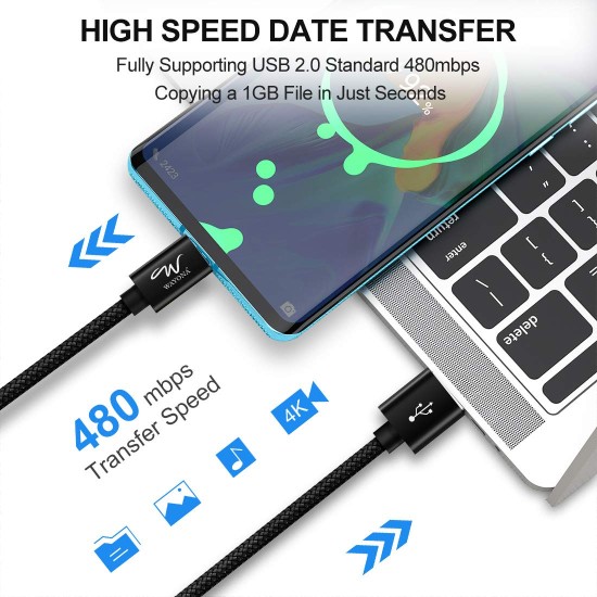 Wayona 65W Nylon Braided USB A to Type C 3Ft 1M 3A Fast Charger USB C Cable For Samsung Galaxy S9 S8 (1M, Black) Wayona 65W Nylon Braided USB A to Type C 3Ft 1M 3A Fast Charger USB C Cable For Samsung Galaxy S9 S8 (1M, Black)