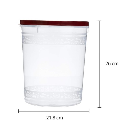 Solimo 2-Piece Kitchen Storage Container Set, 7.5 litres, Brown Lid, Plastic