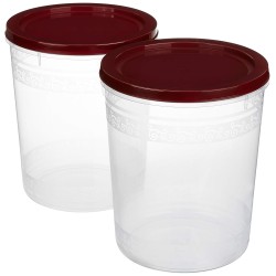 Solimo 2-Piece Kitchen Storage Container Set, 7.5 litres, Brown Lid, Plastic