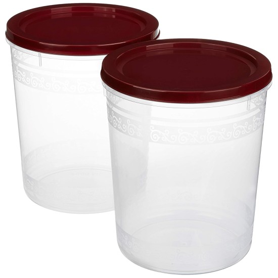 Solimo 2-Piece Kitchen Storage Container Set, 7.5 litres, Brown Lid, Plastic