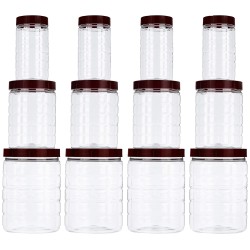 Solimo Checkered Airtight Jar Set of 12, plastic