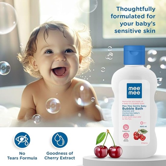 Mee Mee Baby Body Wash | Pk of 1(400ml Each) With Cherry & Fruit Extracts | Tear-Free Formula | Moisturizes and Soothes Skin | Natural Head to Toe Baby Mild Bubble Bath Dermatologically Tested