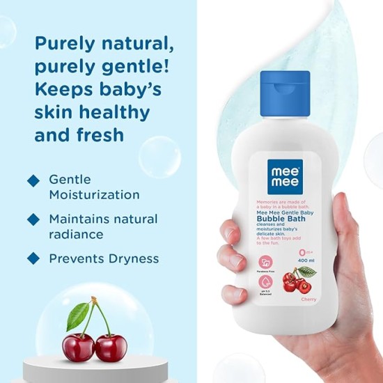 Mee Mee Baby Body Wash | Pk of 1(400ml Each) With Cherry & Fruit Extracts | Tear-Free Formula | Moisturizes and Soothes Skin | Natural Head to Toe Baby Mild Bubble Bath Dermatologically Tested