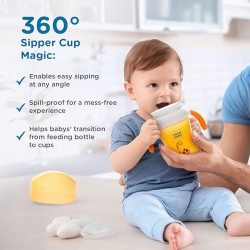 Mee Mee Baby Trainer Sippy Cup | Soft Spout, Leakproof Sipper for Toddlers | Dual Handle for Easy Grip | Non -Toxic, Lightweight & BPA Free, Orange (240 Ml)