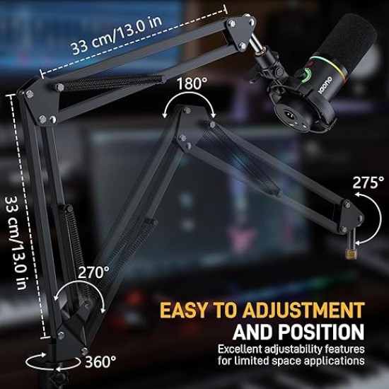 Maono AU-B01 Microphone Stand with Suspension Boom Scissor Arm