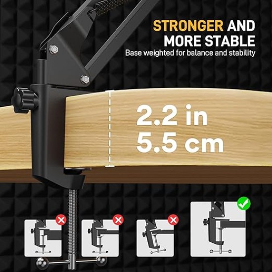 Maono AU-B01 Microphone Stand with Suspension Boom Scissor Arm