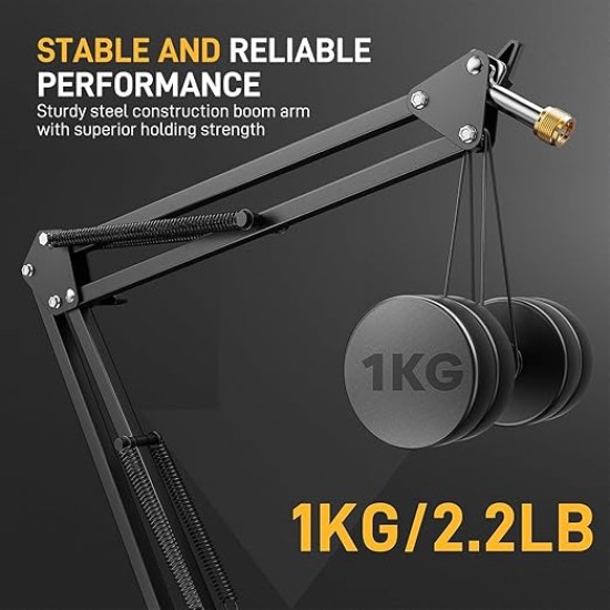 Maono AU-B01 Microphone Stand with Suspension Boom Scissor Arm