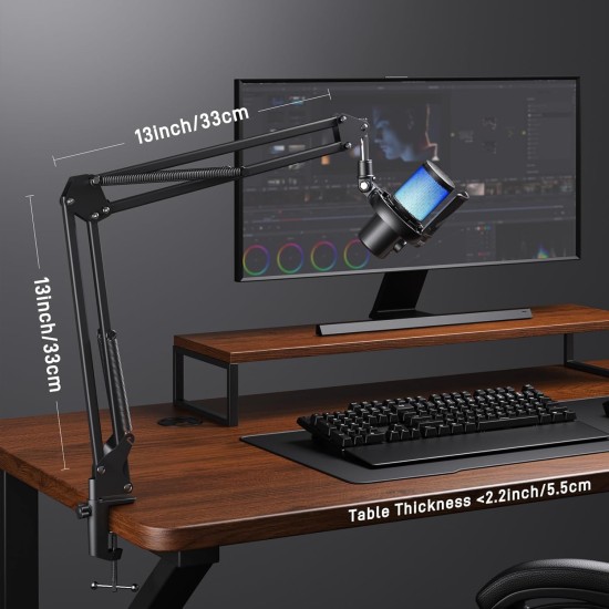 Maono AU-B01 Microphone Stand with Suspension Boom Scissor Arm