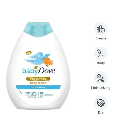 Baby Dove Rich Moisture Nourishing Baby Lotion 400 ml, With Moisturising Cream, Gentle Care for Baby's Soft Skin