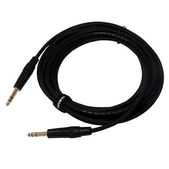 Hawk Proaudio SMSG010 Gold Series 6.35mm TRS Male to 6.35mm TRS Male With Cable Tie for Monitor - 3 Meter (Black) Hawk Proaudio SMSG010 Gold Series 6.35mm TRS Male to 6.35mm TRS Male With Cable Tie for Monitor - 3 Meter (Black)