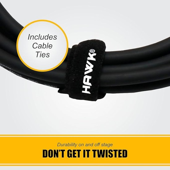 Hawk Proaudio SMSG010 Gold Series 6.35mm TRS Male to 6.35mm TRS Male With Cable Tie for Monitor - 3 Meter (Black) Hawk Proaudio SMSG010 Gold Series 6.35mm TRS Male to 6.35mm TRS Male With Cable Tie for Monitor - 3 Meter (Black)