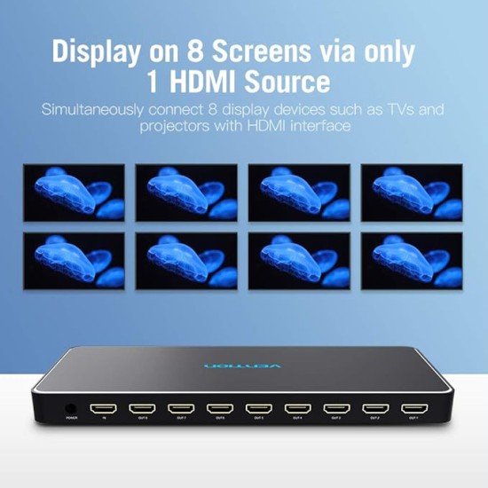VEnTIOn 1 in 8 Out HDMI Splitter AFMB0 (Black)
