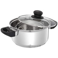 Solimo Stainless Steel Dutch Oven with Glass Lid, Induction Base (18cm, 2 liters)